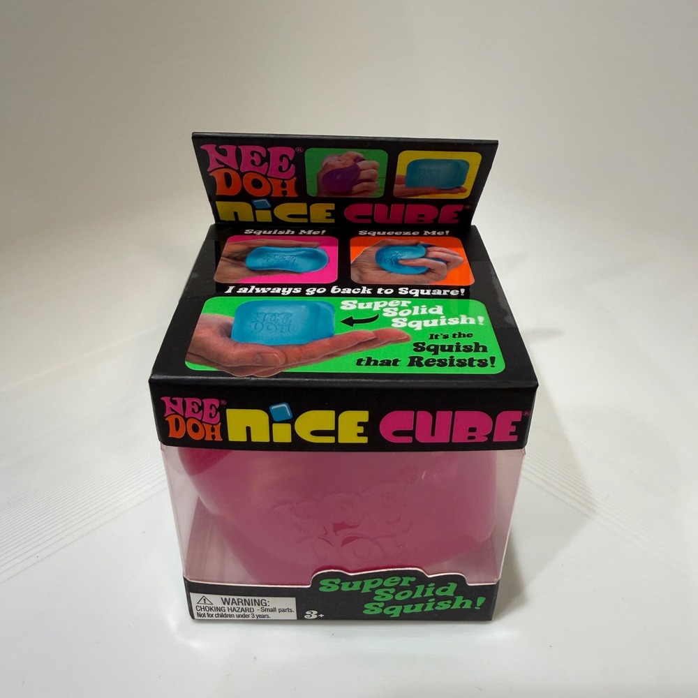 Schylling NeeDoh Nice Cube Pink Super Solid Squish Toy New